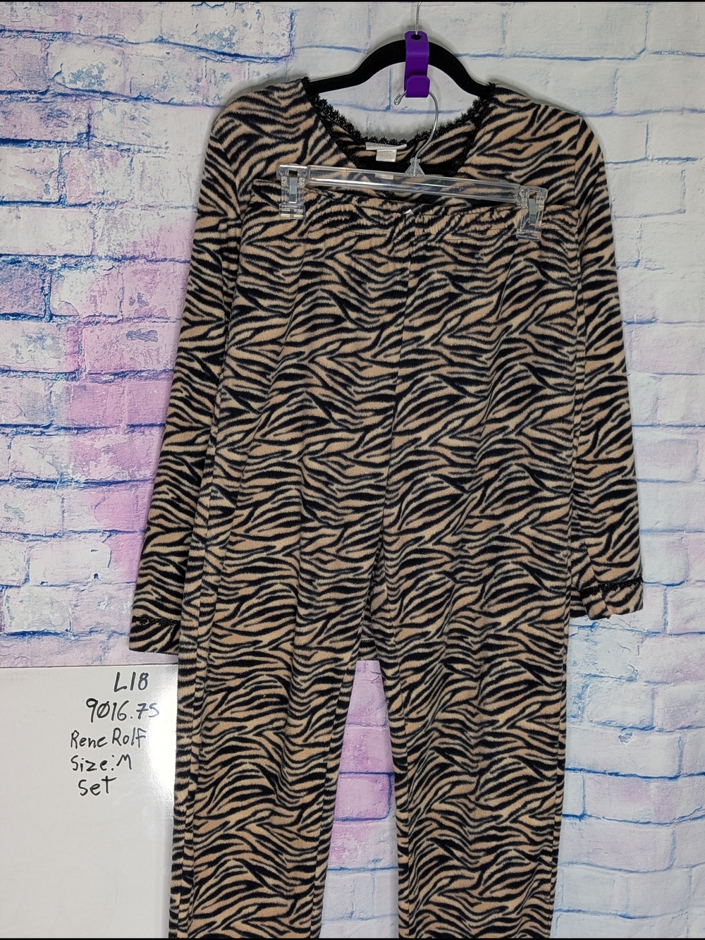 Print Two-Piece Lounge Set - Black & Beige